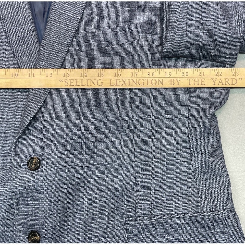 Ralph Lauren Silk Blazer Jacket 46R Wool Blue Plaid Single Breasted Vented EUC - Picture 5 of 14